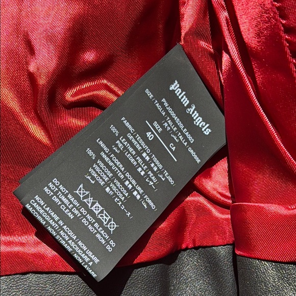 Palm Angels Logo Print Leather Belted Biker Jacket - Picture 11 of 12